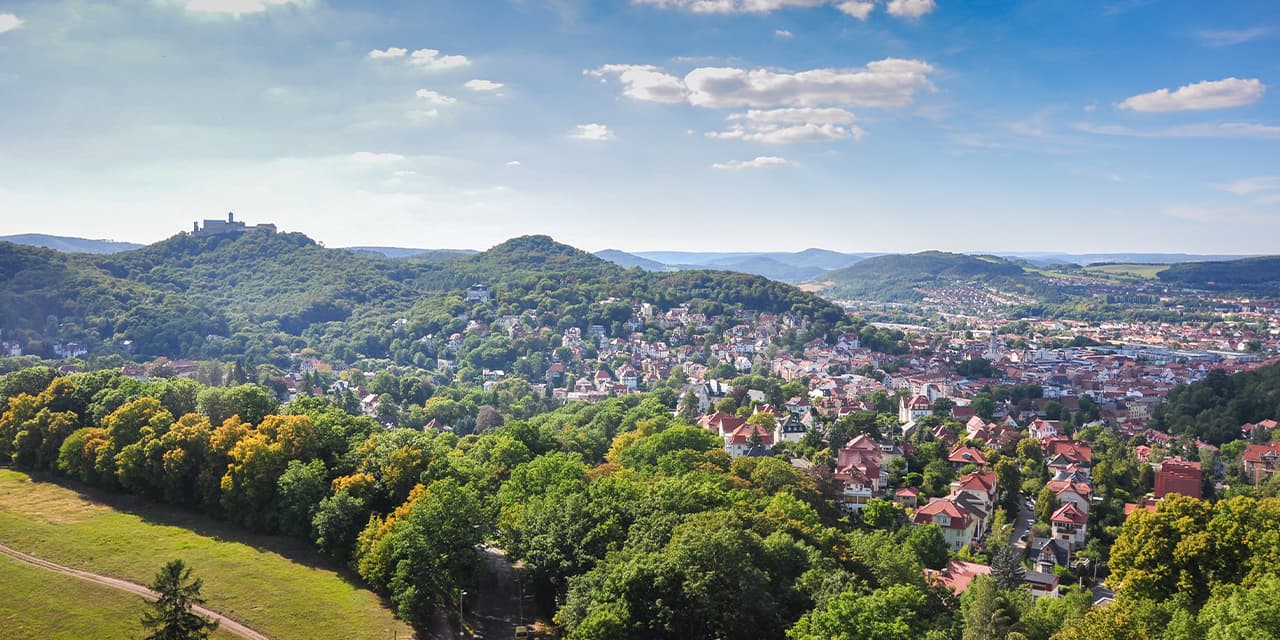 Ausflugsziele, Städte, Kultur - Eisenach, Blick vom Burschenschaftsdenkmal
